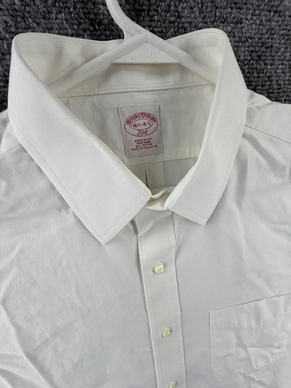 Brooks Brothers Non-Iron 16.5 4/5 Cotton White Long Sleeve Shirt Pocket Solid